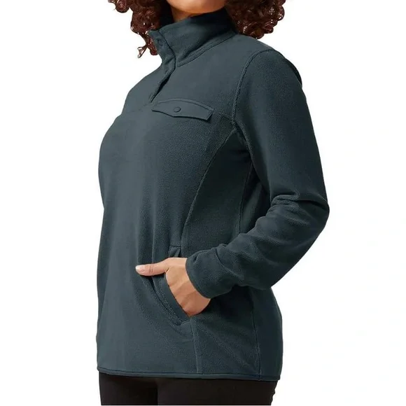 32 Degrees Heat Women’s Quarter Snap Fleece Pullover Basil Green Large NWT - Picture 1 of 12